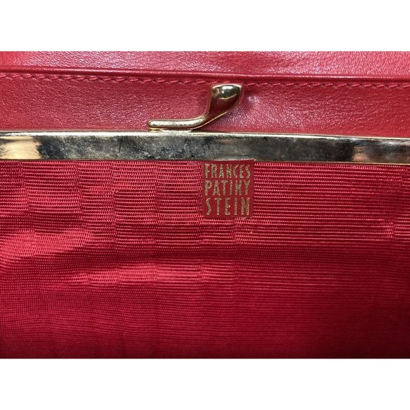 80s Frances Patiky Stein RED LEATHER “S” Logo Clutch Wallet Vintage - Picture 7 of 11